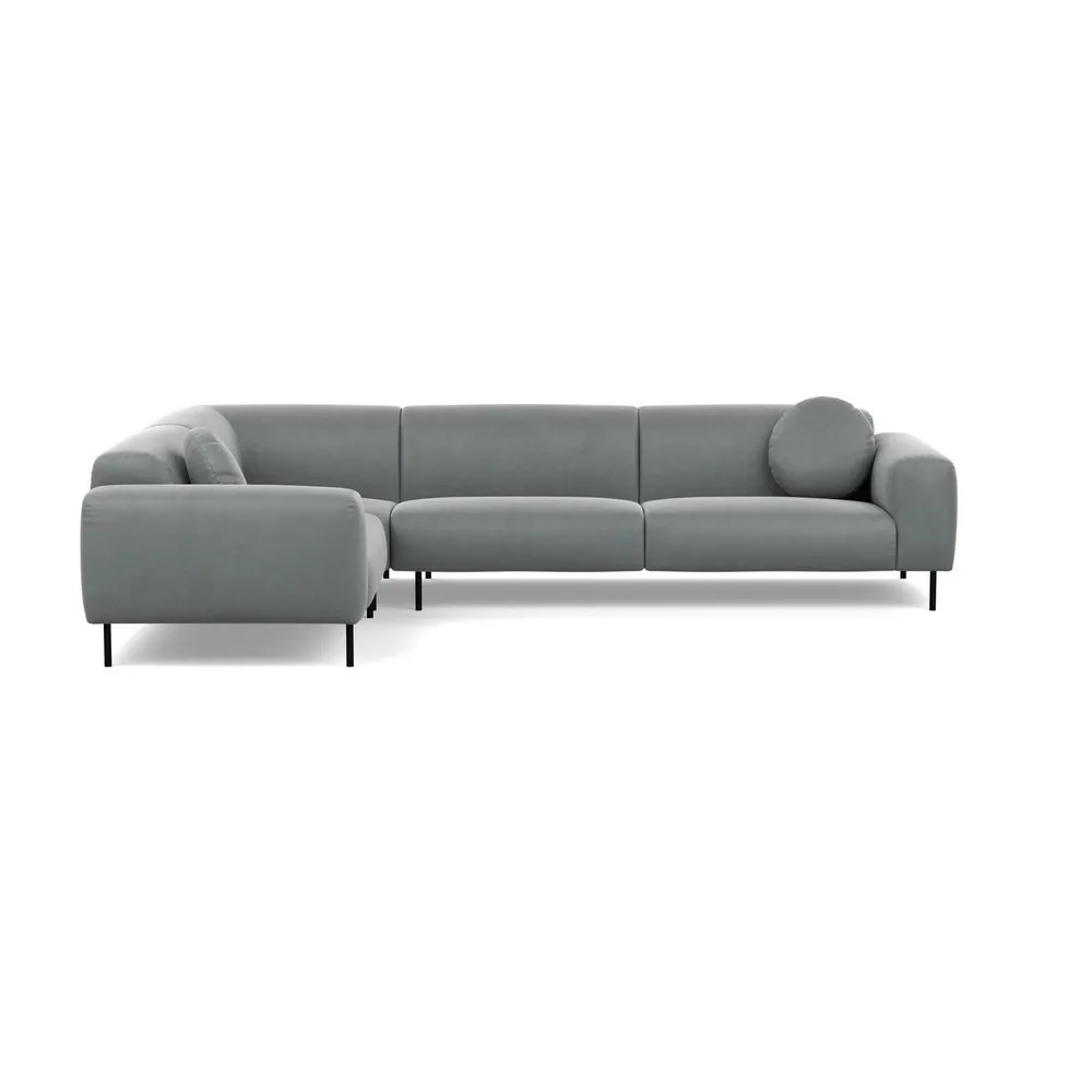 Heal's Luna Medium Left Hand Facing Corner Sofa Marylebone Velvet Smoke Black