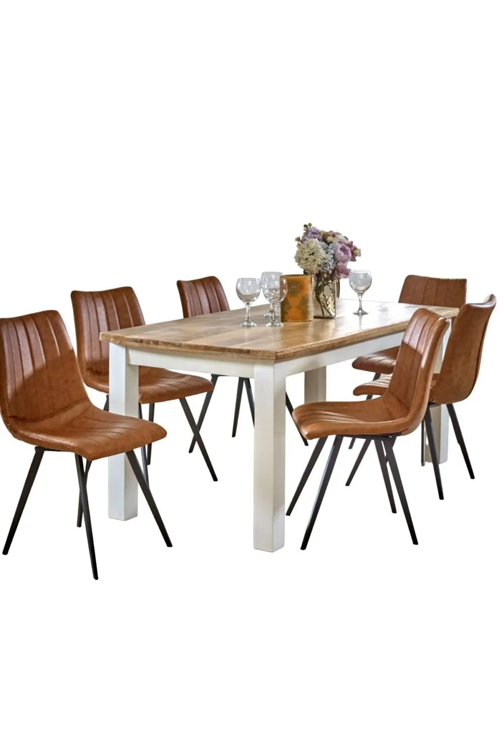 IH Design Washington Solid Mango Wooden White Dining Table 170cm 3