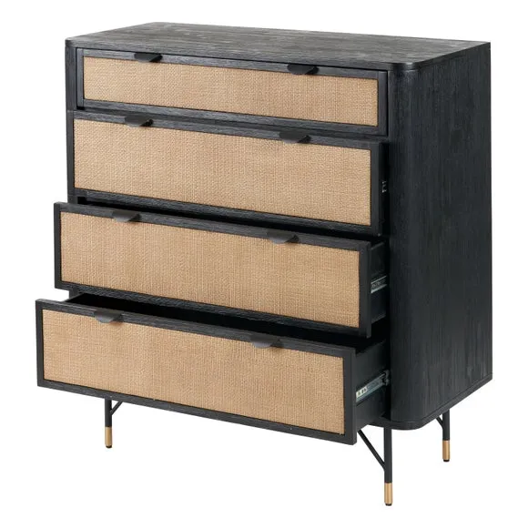 Fiji 4 Drawer Chest, Acacia Wood and Rattan 6