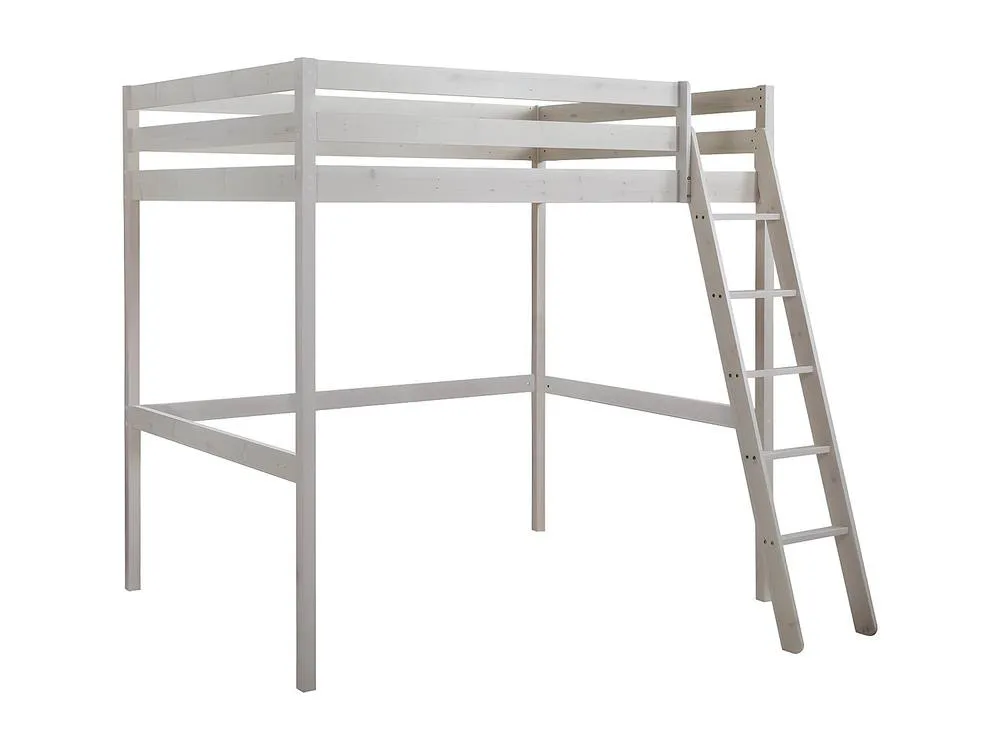 Vente-unique High Sleeper Bed - 140 X 190 Cm - Solid Pine - Whitewashed - GEDEON II in White 4