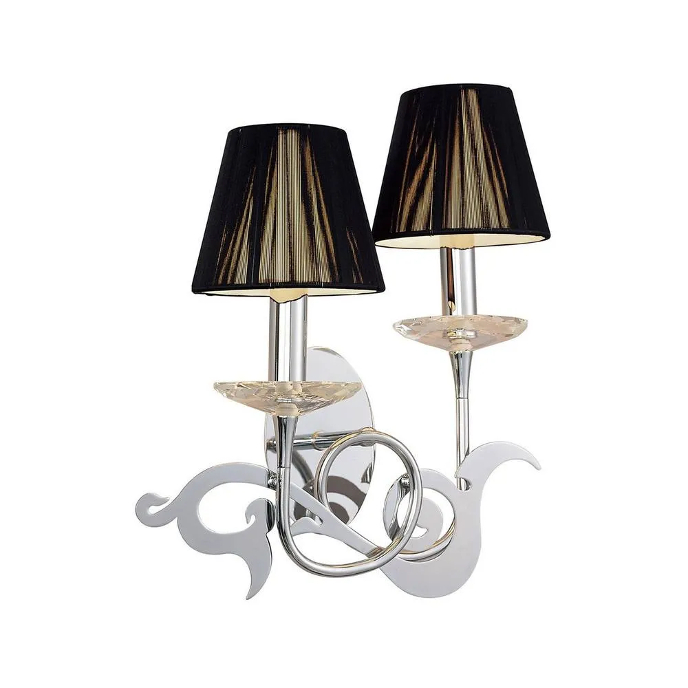 Netlighting Acanto Wall Lamp Switched 2 Light E14 Chrome Black Shades