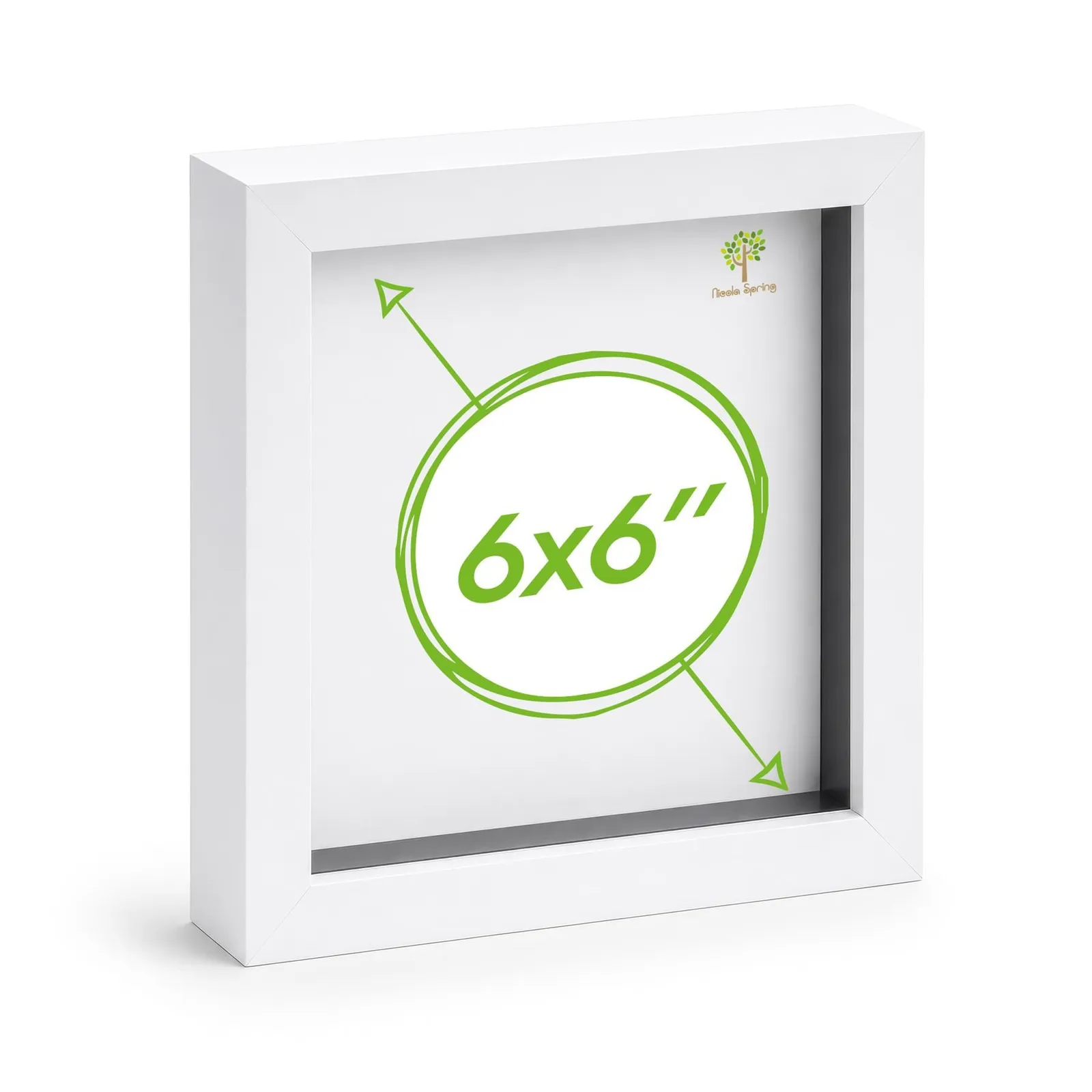 Nicola Spring 3D Box Photo Frame - 6" x 6" - White 1