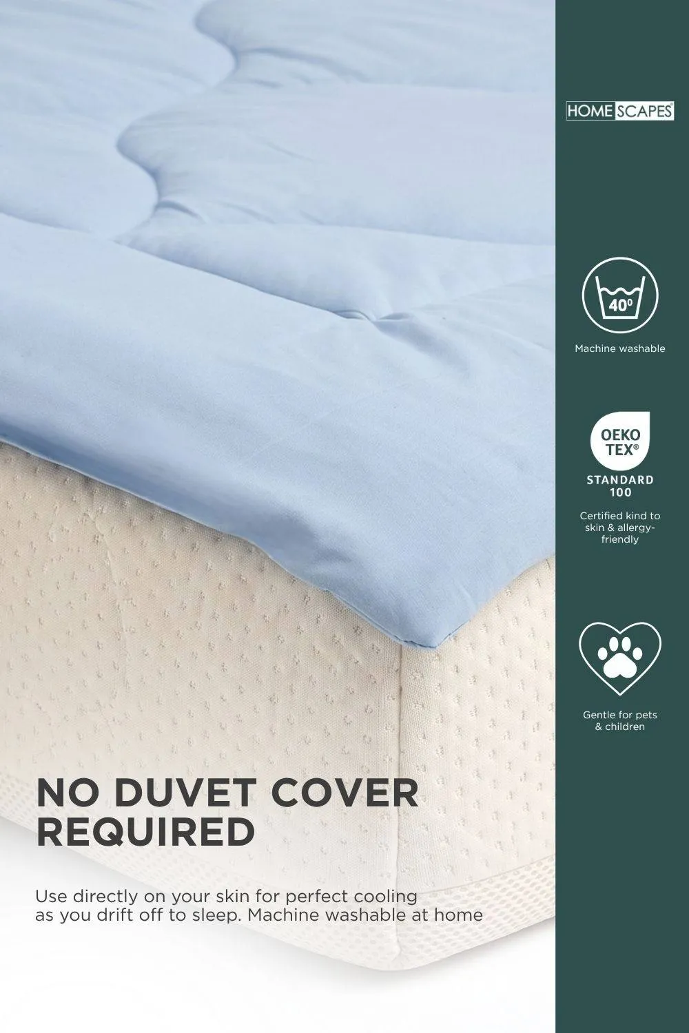 Homescapes Luxury Cooling Blanket, Summer Coverless Duvet in Blue 5
