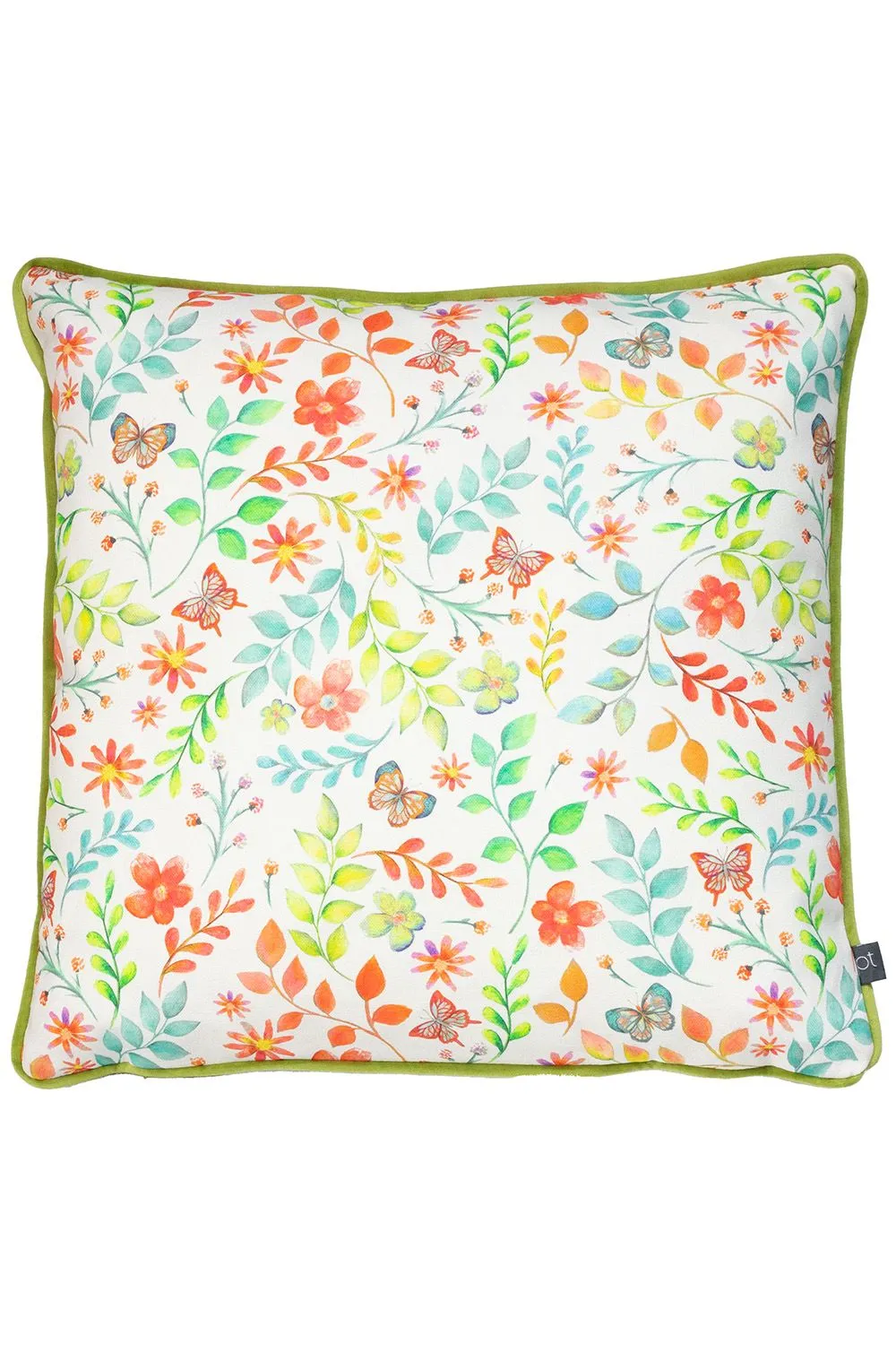Prestigious Textiles Secret Garden Floral Printed Piped Cushion in Green
