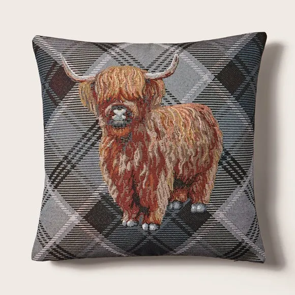 Highland Cow Tapestry Square Cushion 3
