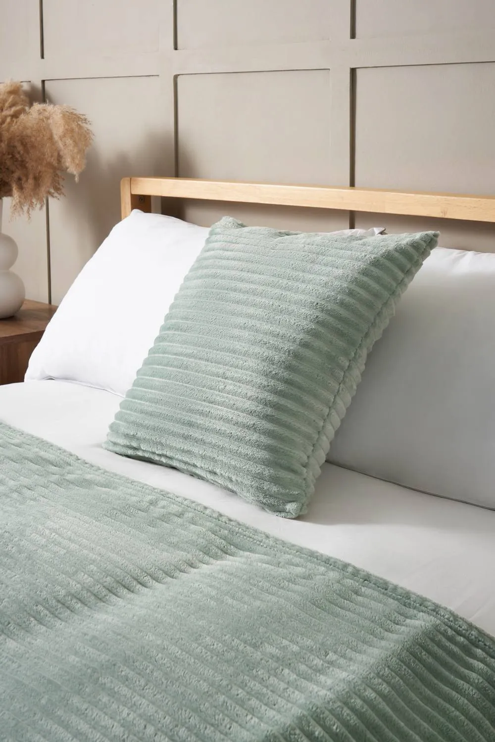 BHS Luxury Ribbon Velvet Silt Green Cushion