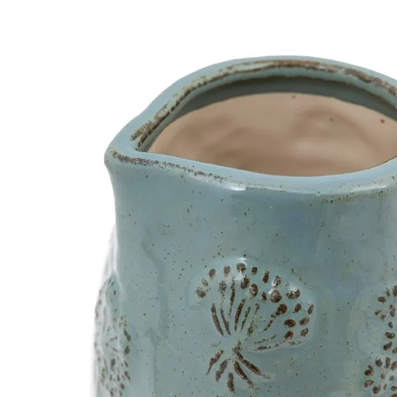 Crossland Grove Wildflower Embossed Ceramic Jug Duck Egg 210X145X205Mm, Blue 4