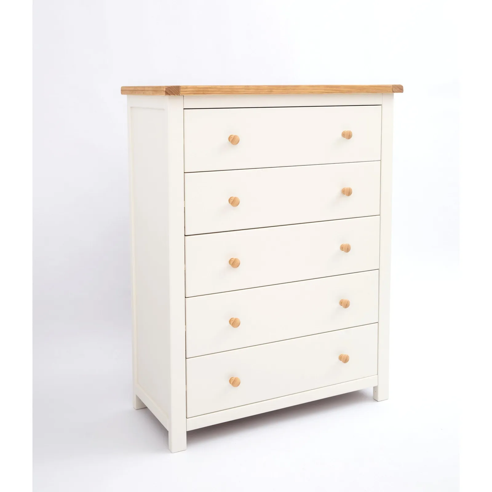 Cabinet Bits Maggiori 5 Drawer Chest of Drawers Wood Knob in Off-White 2