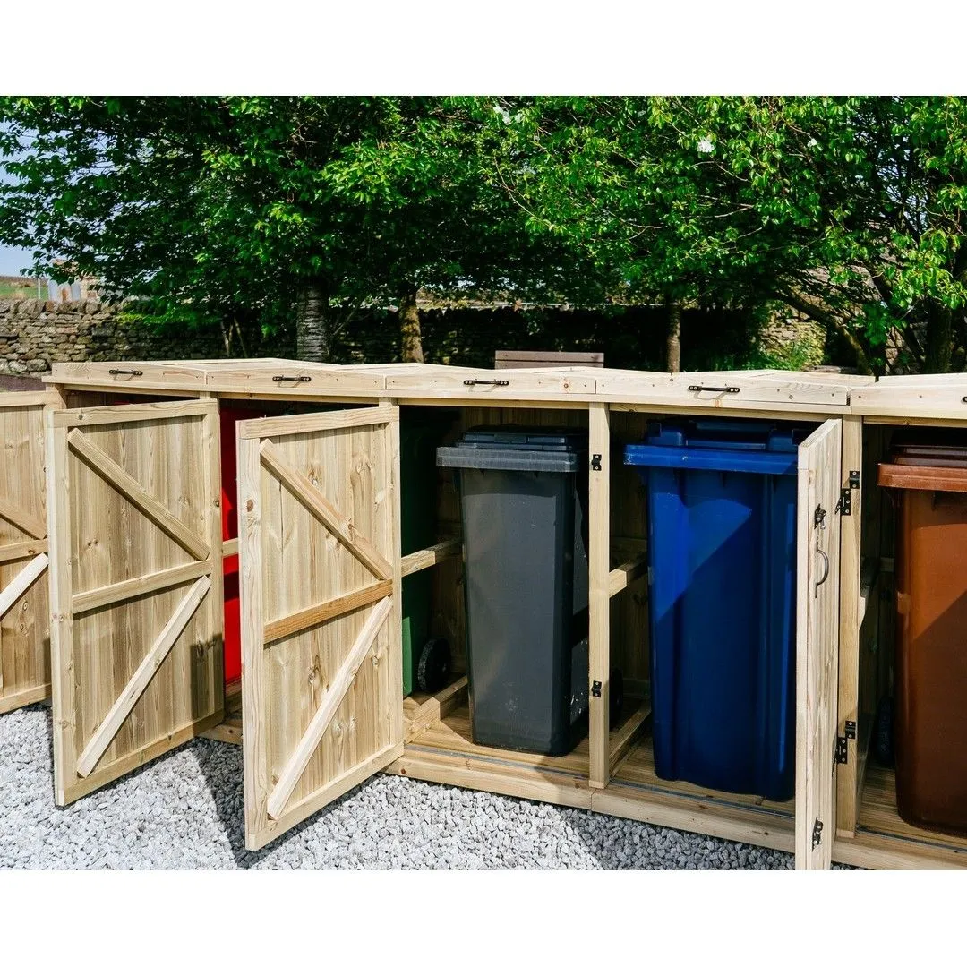 Buttercup Farm Chatburn Sextet Wheelie Bin Store, Timber - Fits 6 x 140L Wheelie Bins in Brown 6
