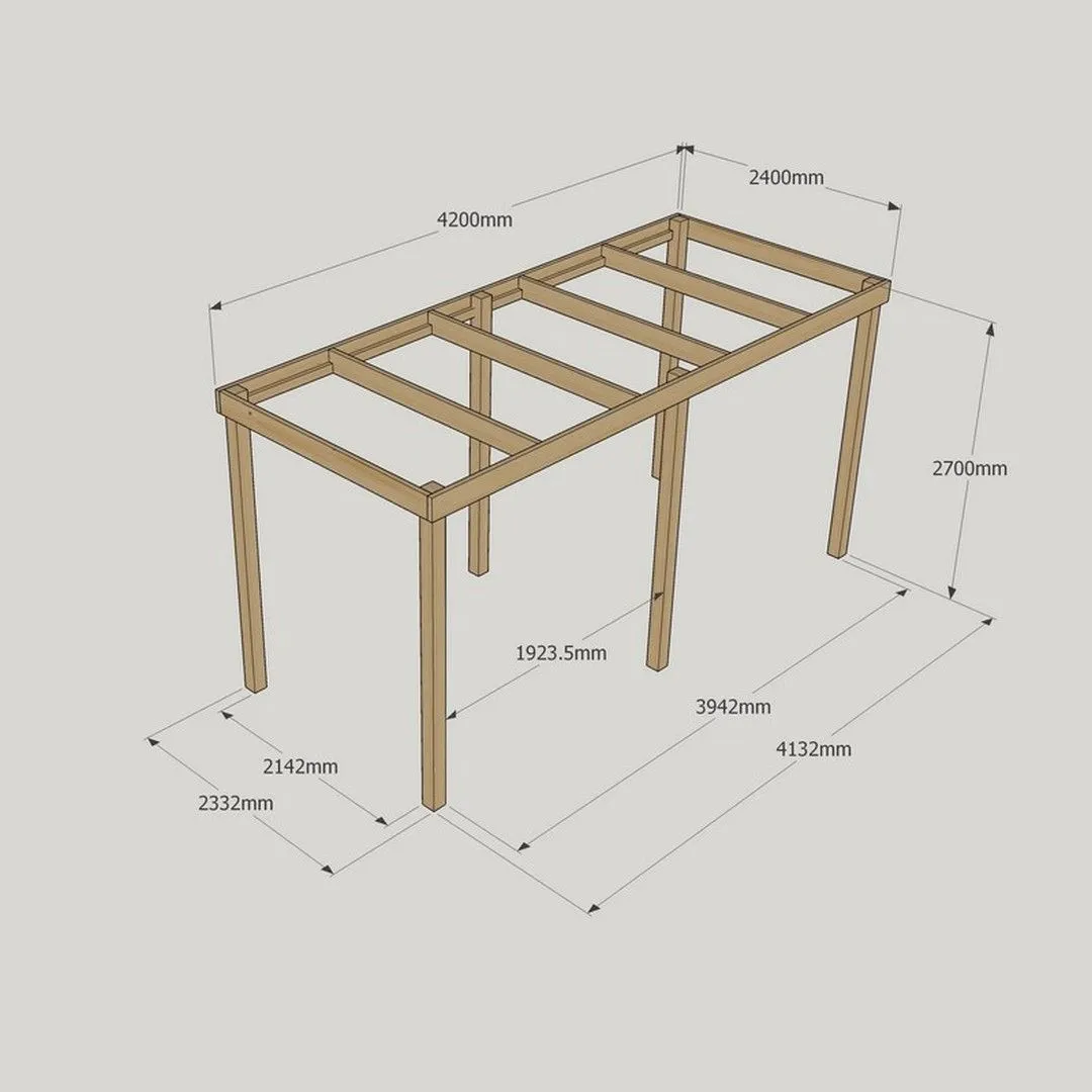 Rutland County Garden Furniture Ltd Garden Pergola 6 Posts - Wood - L240 x W420 x H270 cm - Light Green in Brown 4