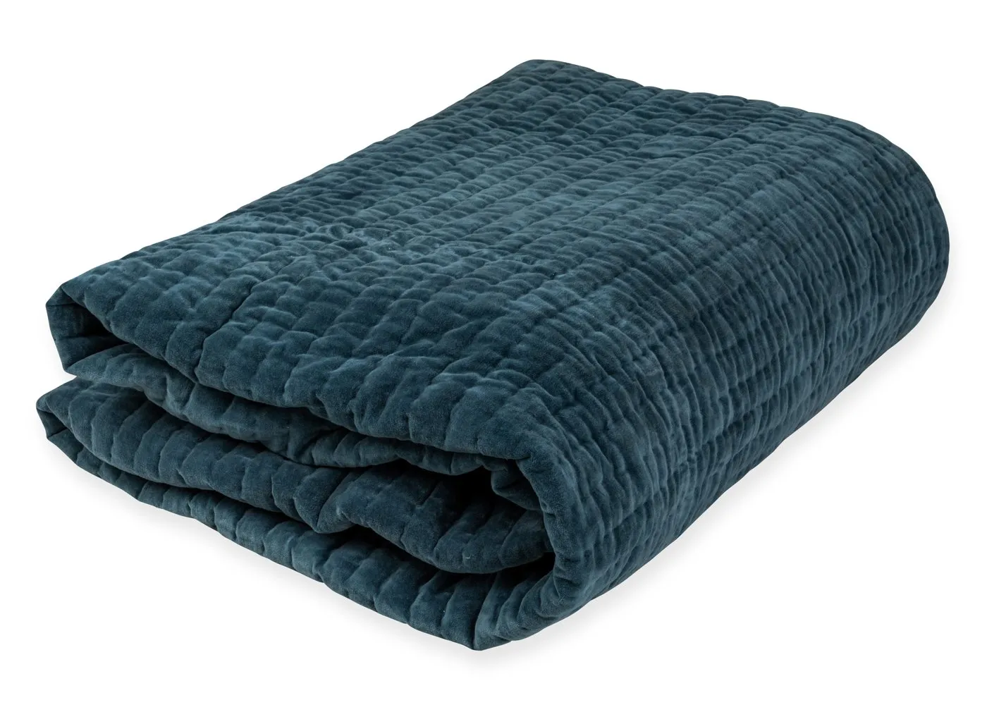 Heal's Velvet Kantha Bedspread Blue 240 x 260cm 1