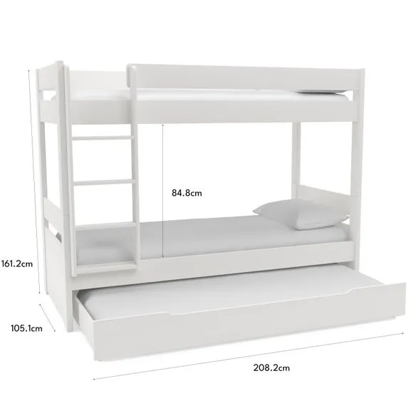 Uno Bunk Bed With Trundle Drawer Pine 6