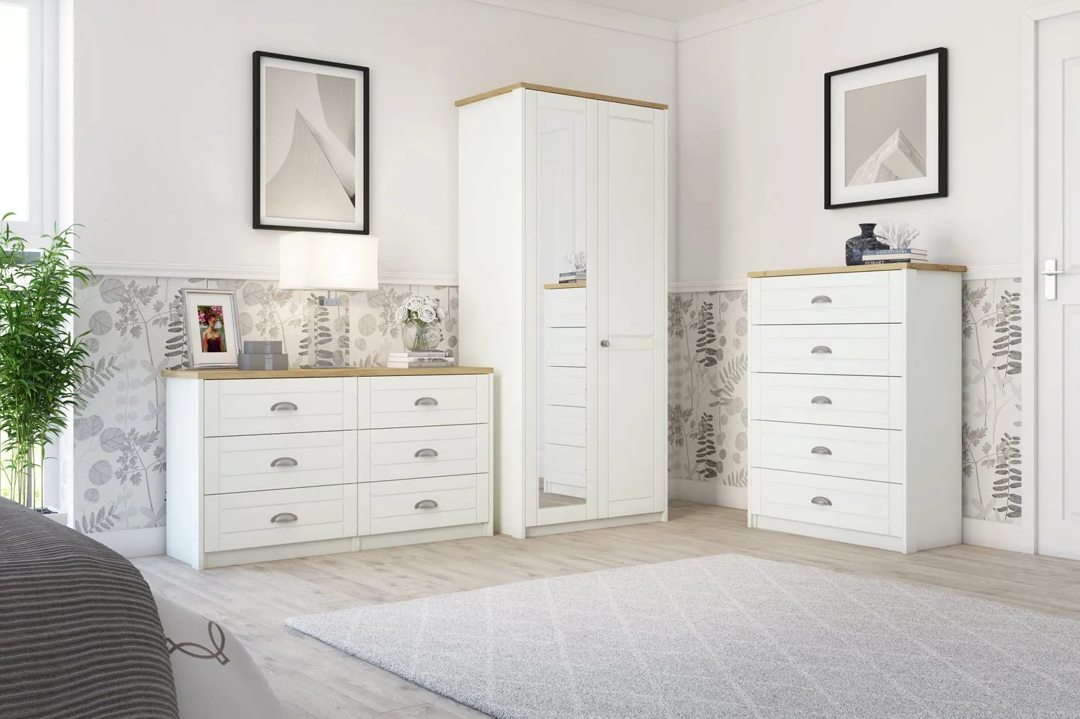 Kielder 3 Drawer Bedside Table - Grey