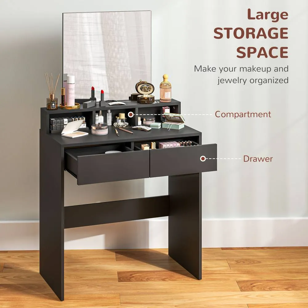 HOMCOM Dressing Table with Mirror, Drawers, for Bedroom, Black 4