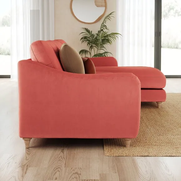 Hattie Matte Plush Velvet Corner Chaise Sofa 2