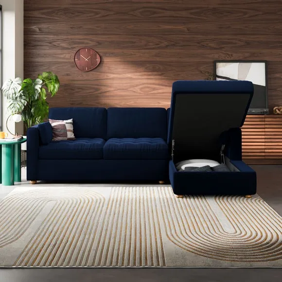 Zoe II Velvet Corner Storage Sofa Bed 3
