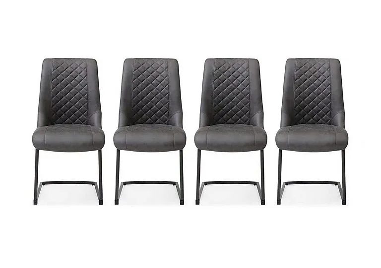 Jayden Set of 4 Faux Leather Cantilever Dining Chairs - Dark Grey