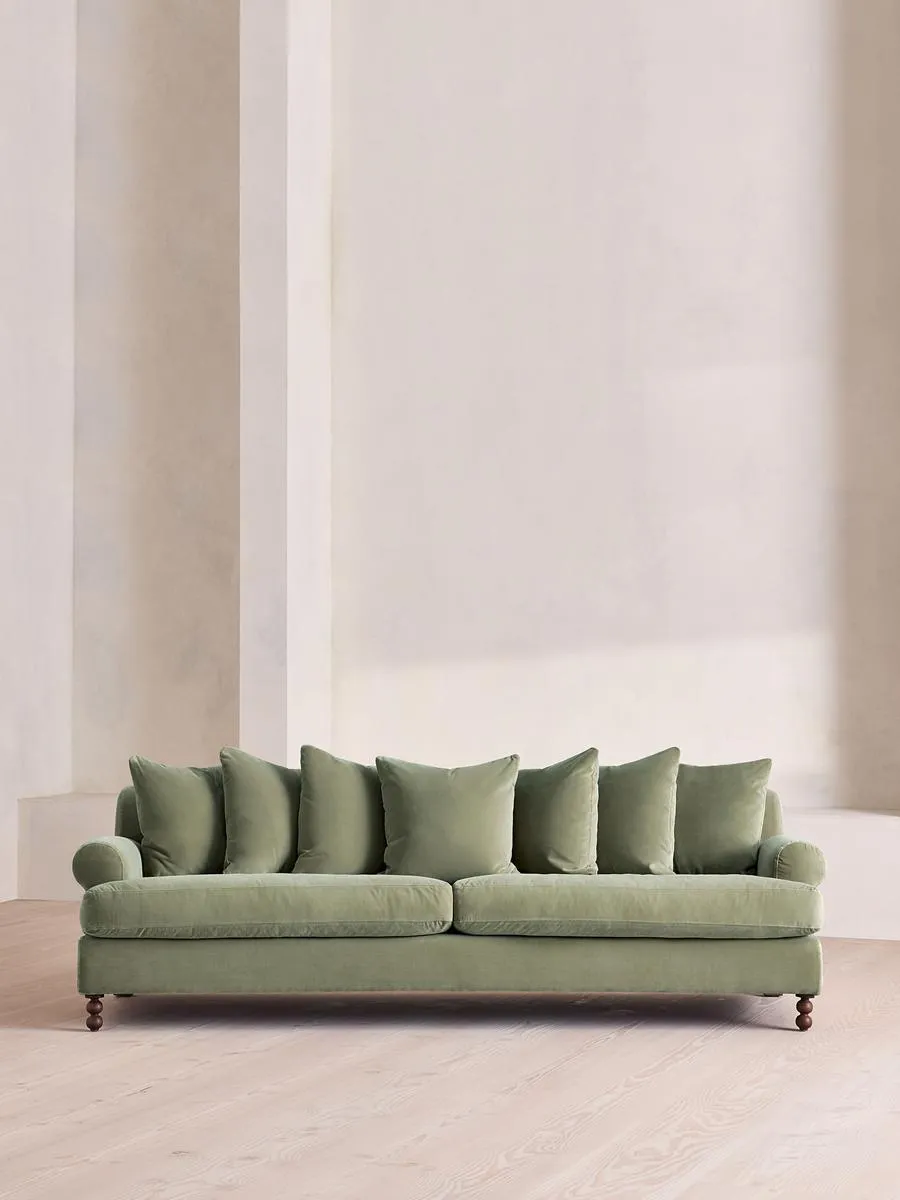 Audrey Four Seater Sofa, Velvet, Seafoam