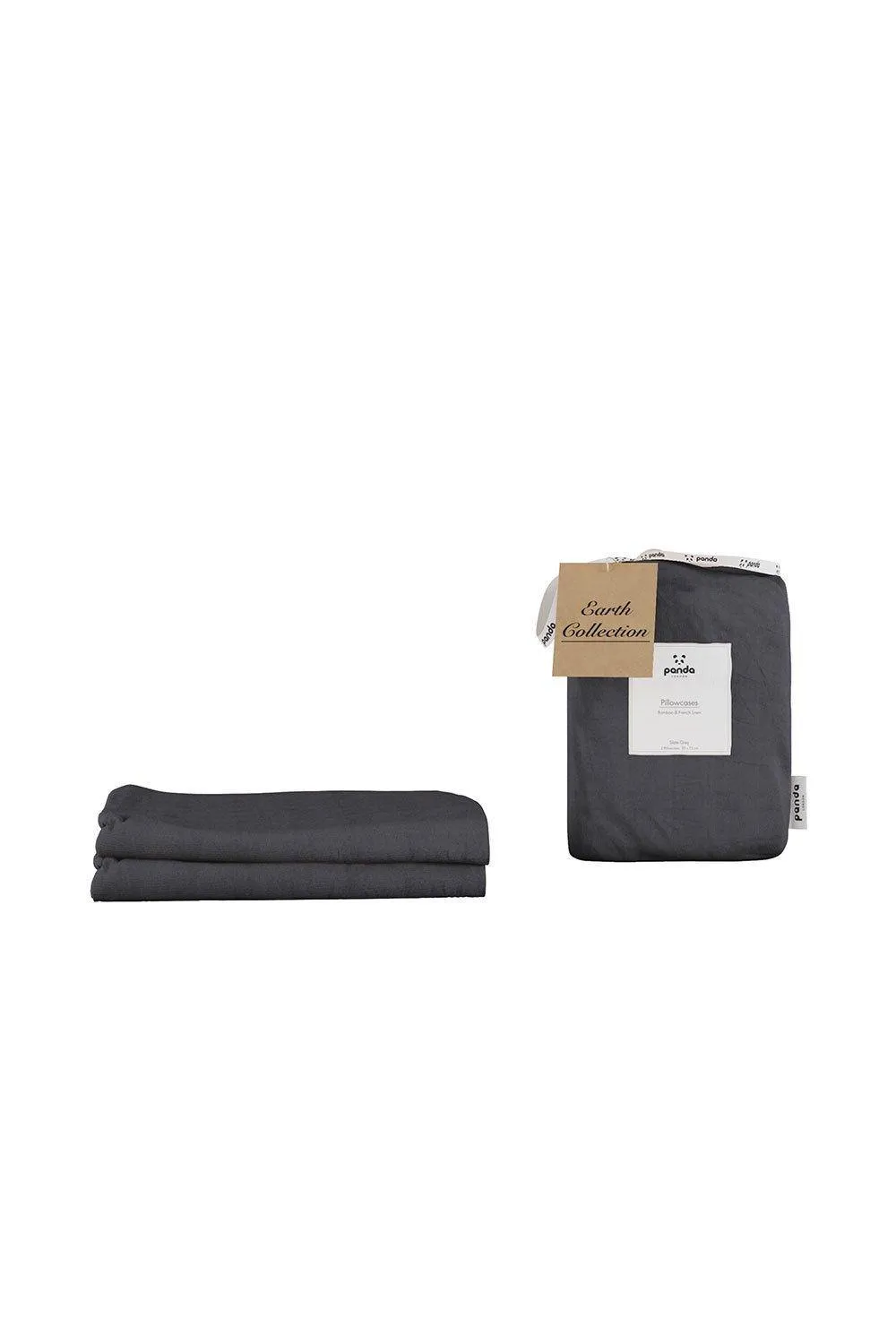 Panda London Panda Bamboo & French Linen Pillowcases (2-Pack) in Dark Grey