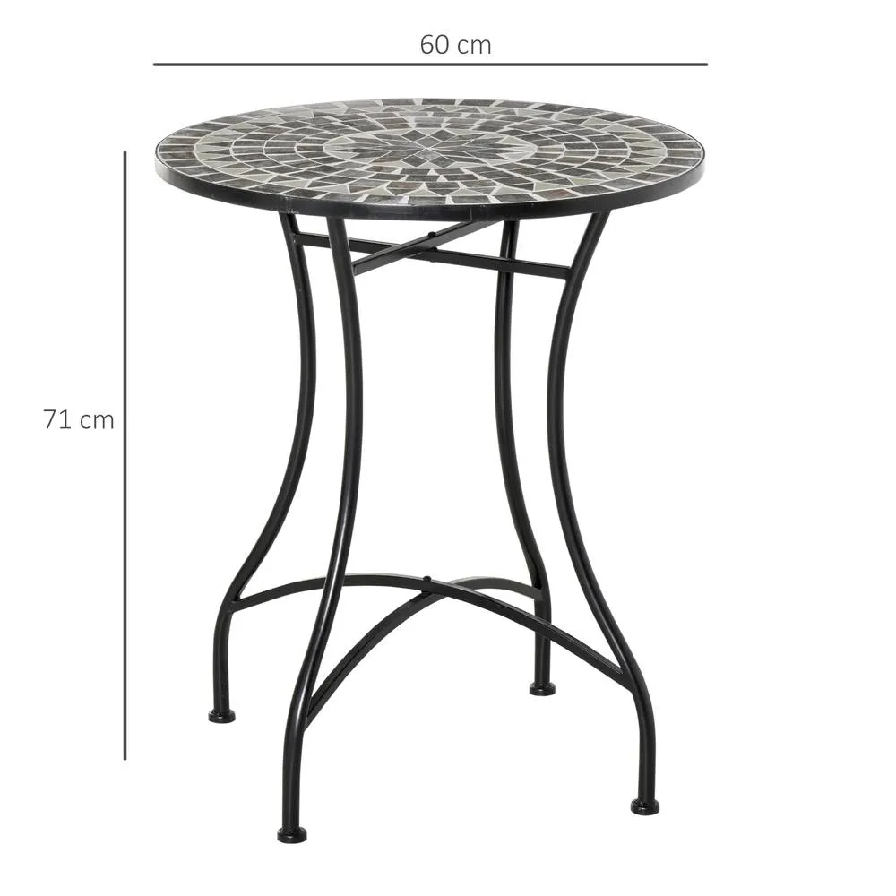 OUTSUNNY Mosaic Side Table Bistro Coffee Table for Garden Patio Balcony Grey 3