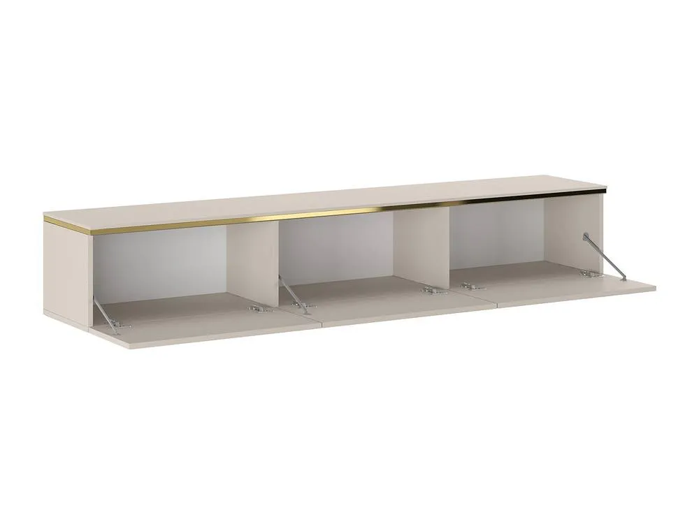 Vente-unique Wall-Mounted TV Unit With 3 Doors - Beige & Gold - VUKIA 6