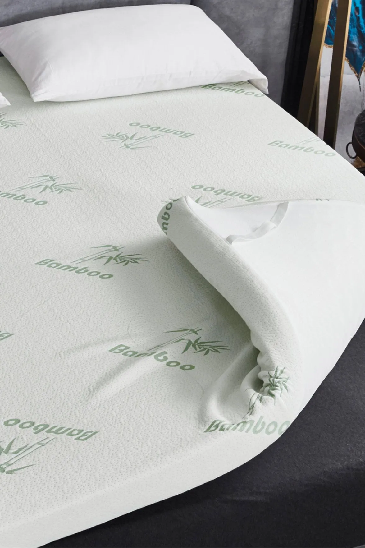 Ezysleep Super Soft Bamboo Memory Foam Mattress Topper 1 Inch in White