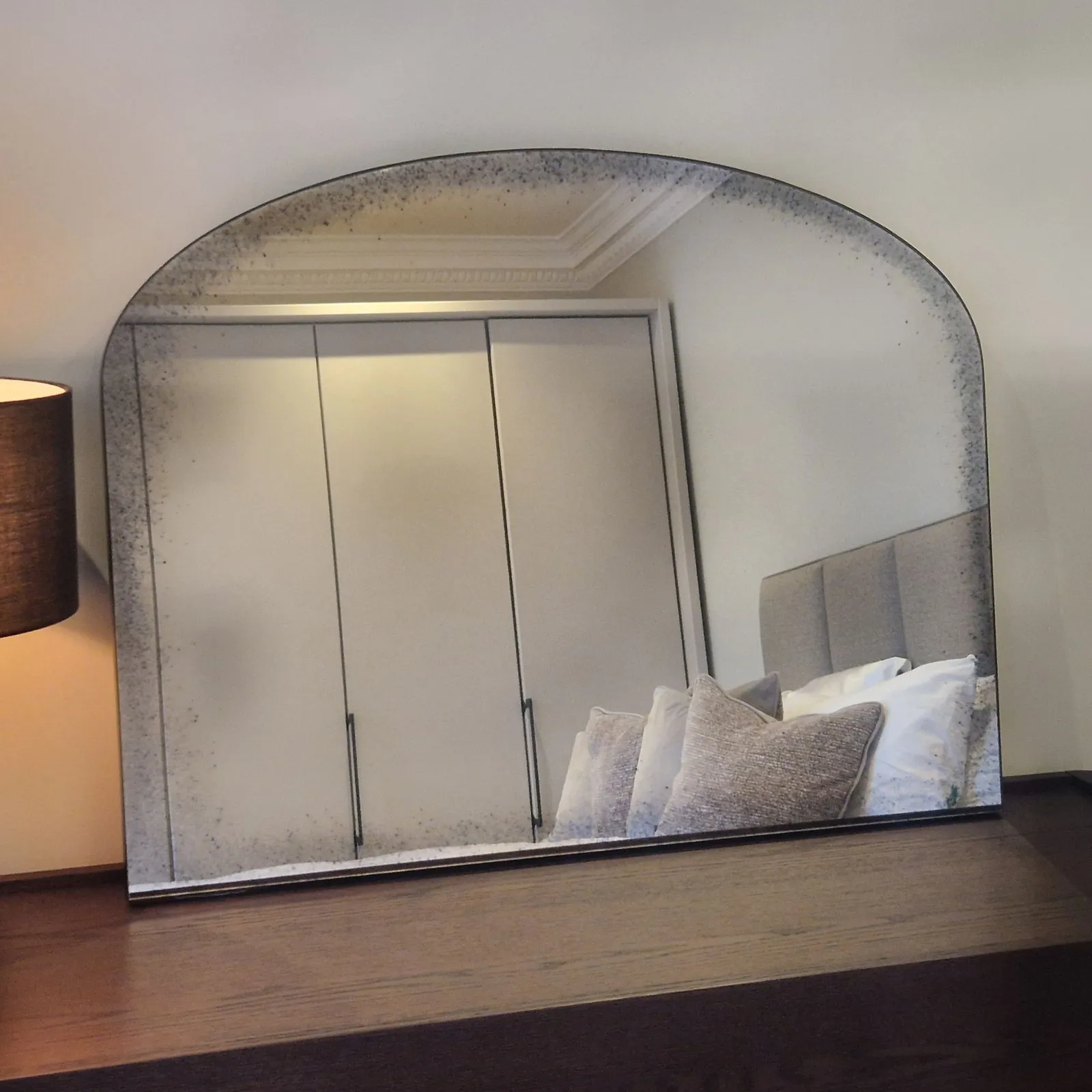 Yearn Mirrors Dulwich Curved Antiqued Mantle Mirror in Black 2