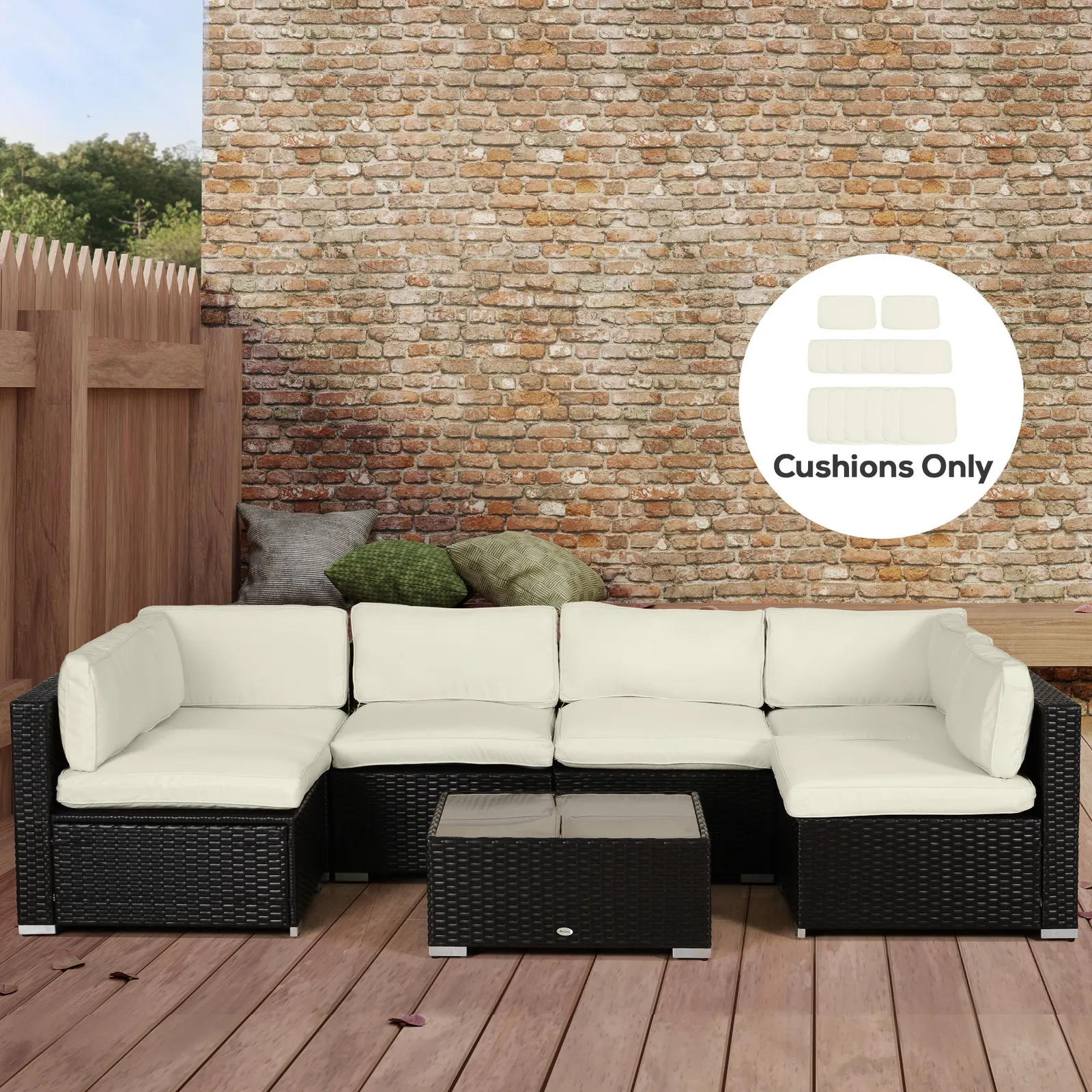 OUTSUNNY Garden Rattan Sofa Set Polyester Cover Replacement No Cushion in Cream 1