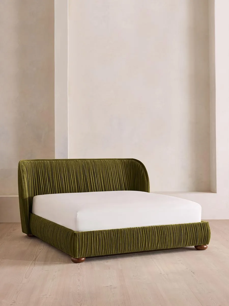 Blair Bed, King, Velvet, Olive