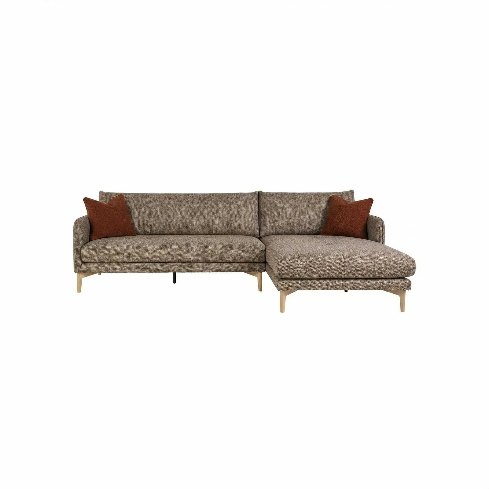 Ercol Aosta Medium Chaise Right Corner Sofa, Brown Fabric | Barker & Stonehouse 2