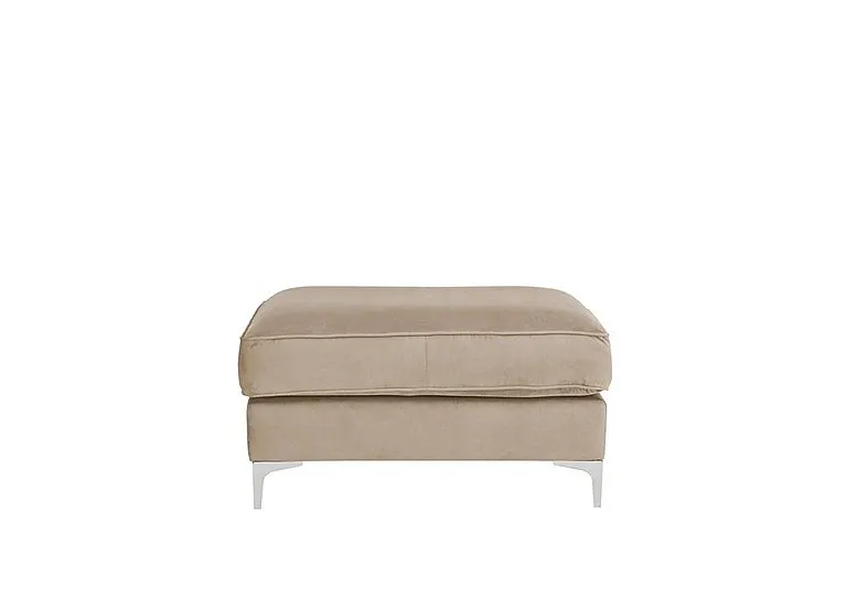 Legend Fabric Footstool - Kingston Beige with Chrome Feet