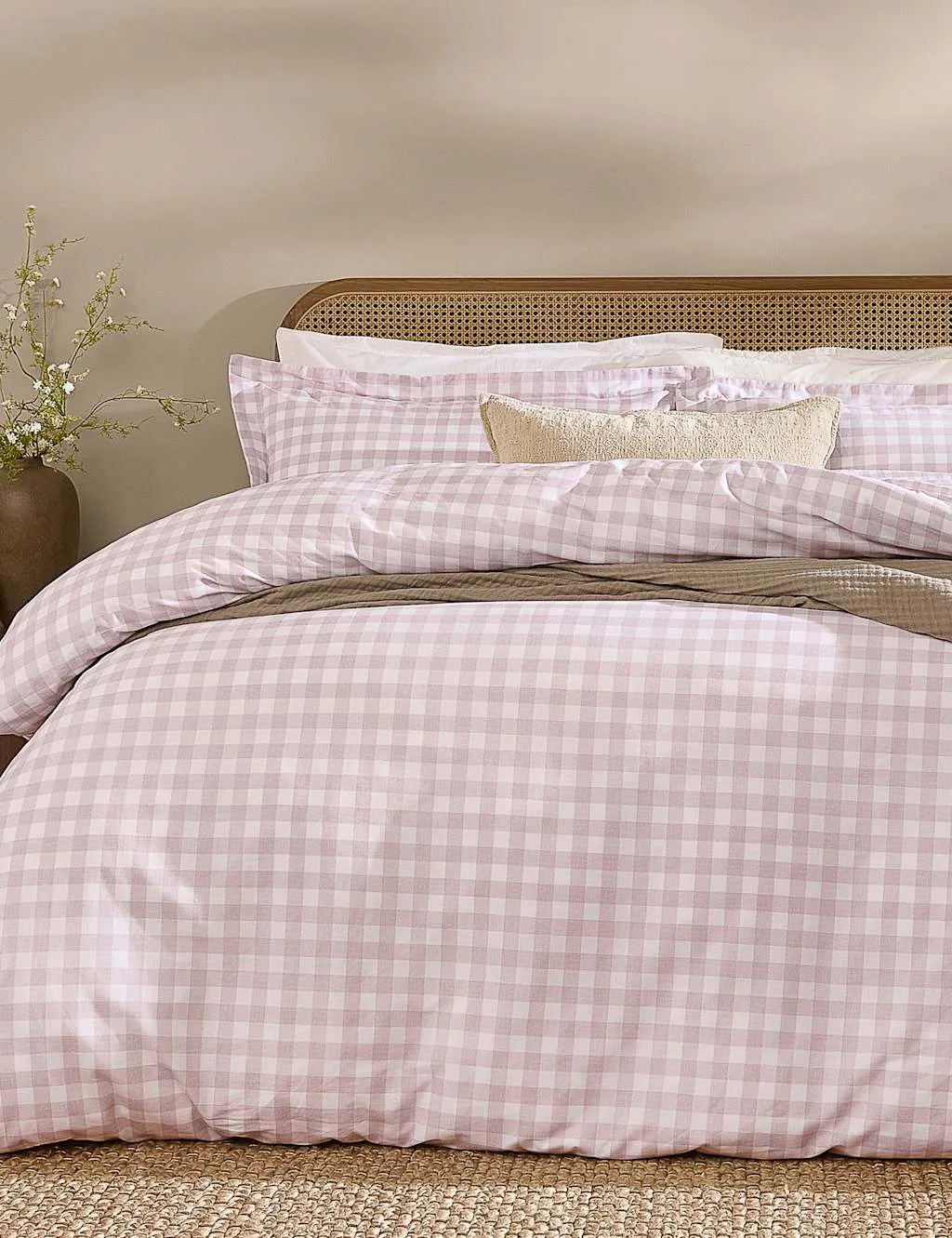 YARD Washed Cotton Barton Gingham Bedding Set Pink Mix