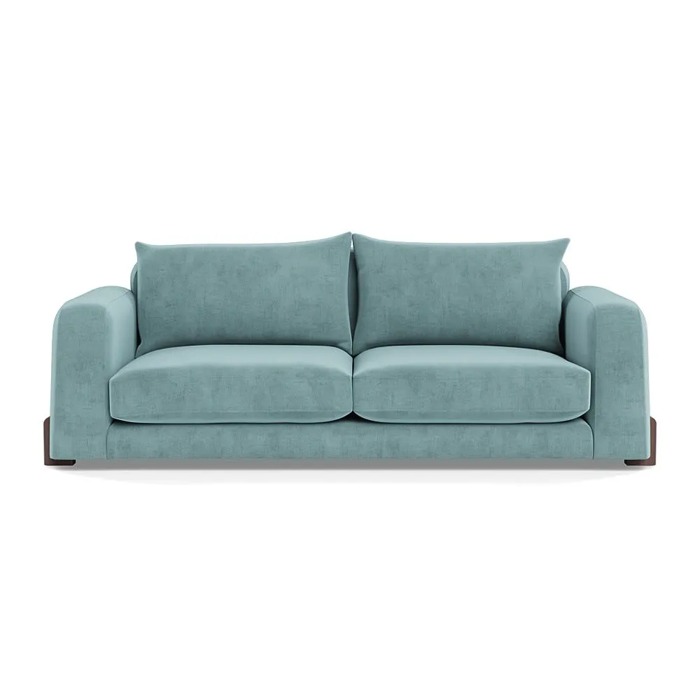 Heal's Nuvola 4 Seater Sofa Smart Luxe Velvet Mineral Blue Walnut Stained Feet 1