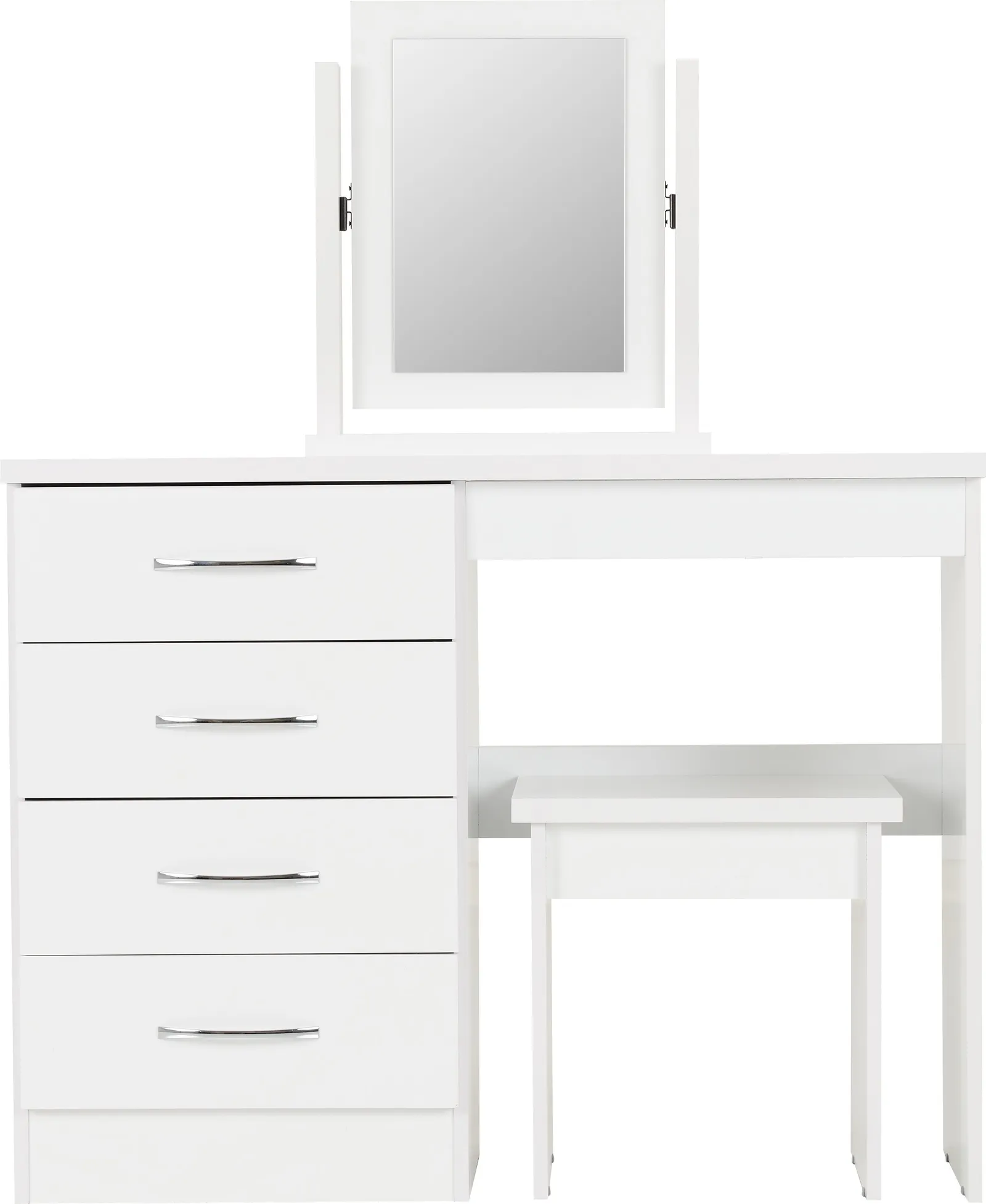 Seconique Nevada 4 Drawer Dressing Table Set in White 3