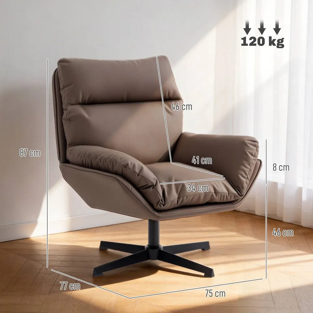 HOMCOM Accent Chair with 360° Swivel in Dark Brown 3