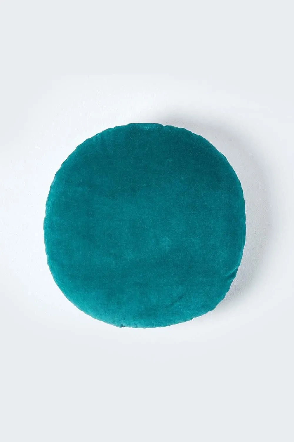 Homescapes Velvet Cushion, 40 cm Round in Emerald 1