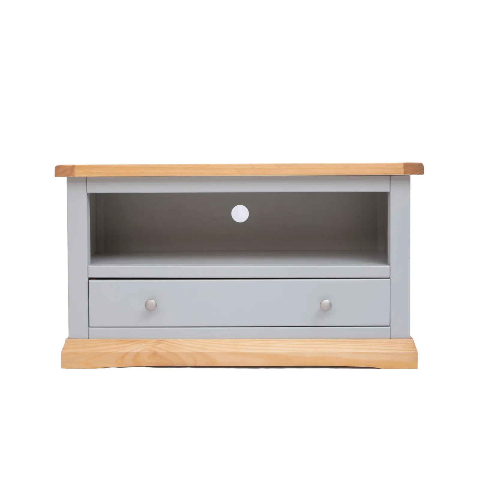 Cabinet Bits Bomporto Light Grey 1 Drawer TV Cabinet Chrome Knob