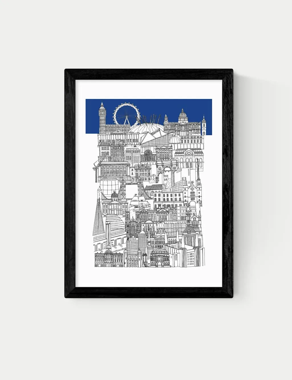 East End Prints London Blue Framed Art Print Black