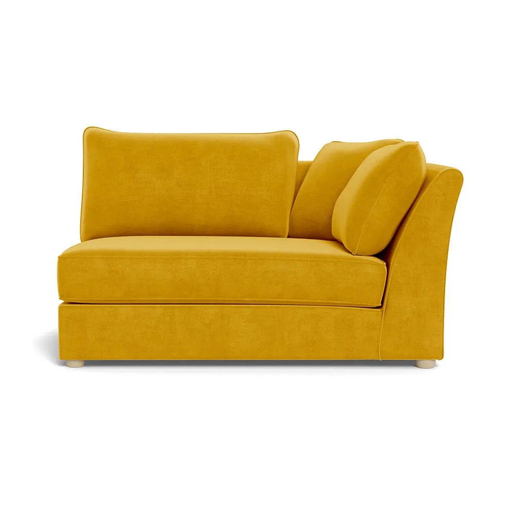 Heal's Tailor Large Curved Right Hand Facing Corner Unit Smart Luxe Velvet Canary Natural Feet