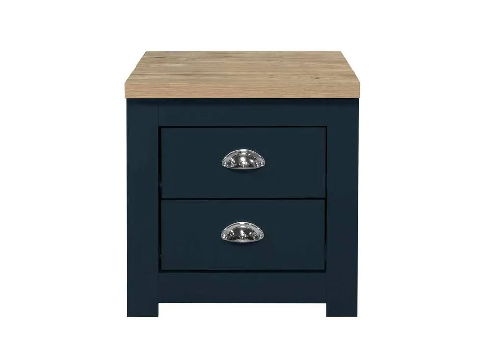 Birlea Pair of Bedside Cabinet Highgate 2 Drawer Chest Farmhouse Style Navy in Blue 6