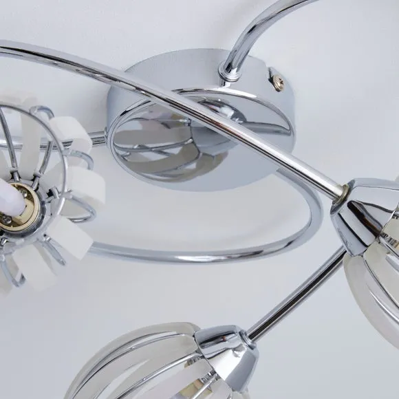 Rosa 3 Light Chrome Semi Flush Ceiling Light 4