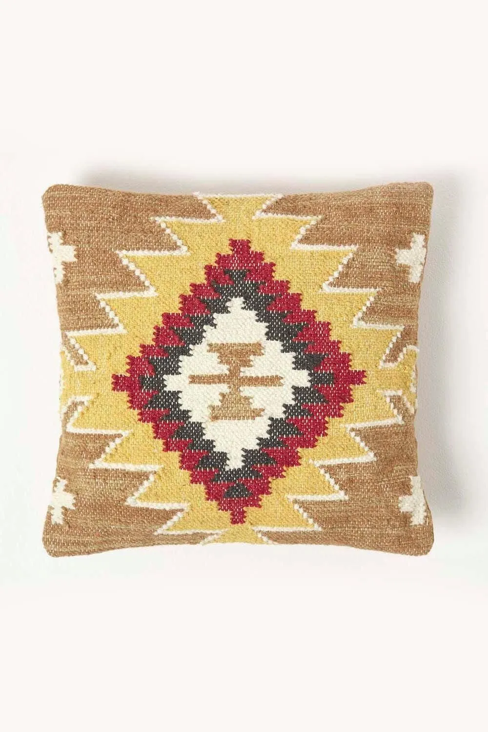 Homescapes Handwoven Kilim Cushion with Feather Filling in Brown 1