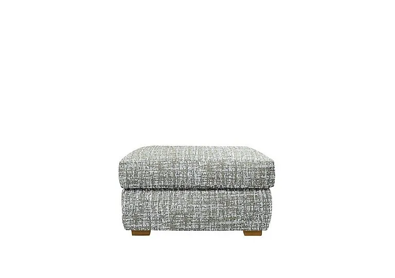 Seattle Fabric Storage Footstool with Wooden Feet - Shore Oatmeal
