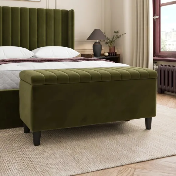 Alara End of Bed Storage Ottoman, Velvet 1