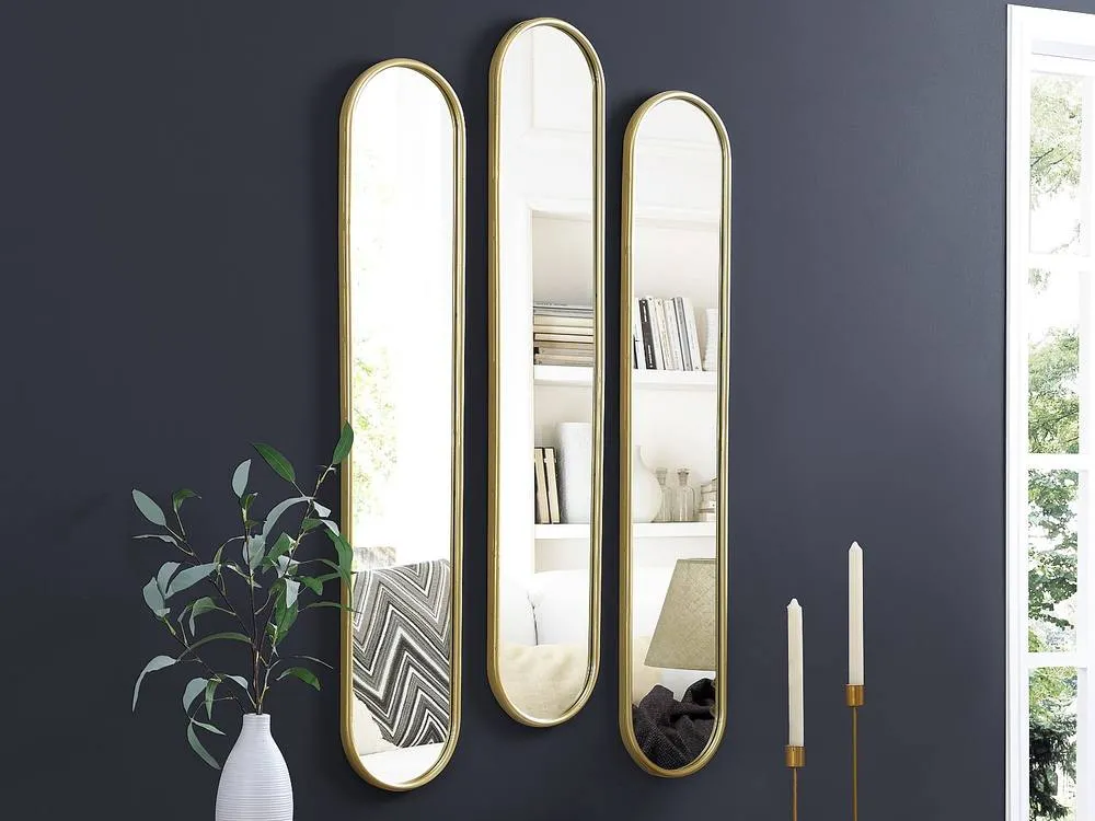 Vente-unique Set Of 3 Oval Metal Mirrors - L23 X H120 Cm - Gold - JAYLEN 3