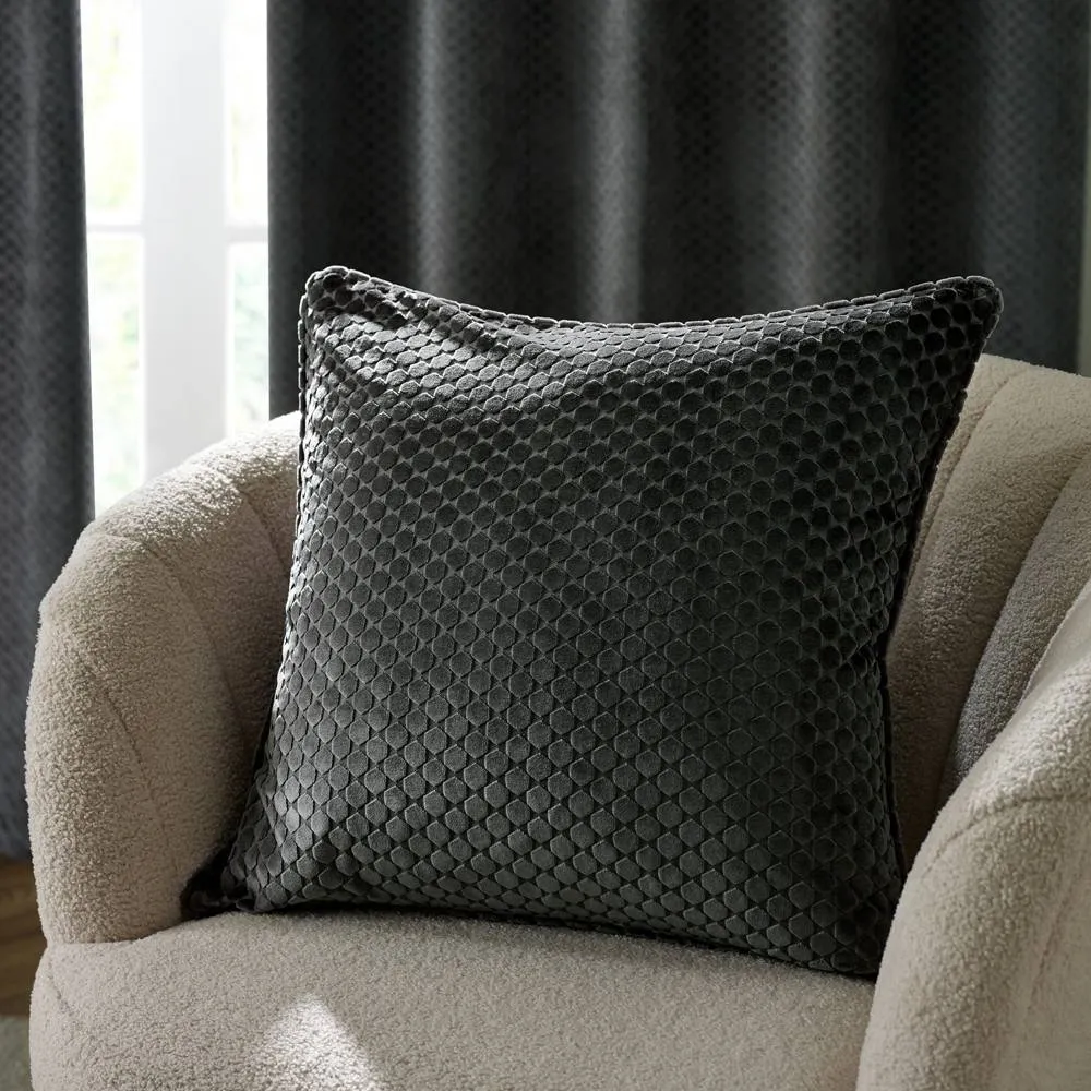 Paoletti Neptune Velvet Cushion in Charcoal