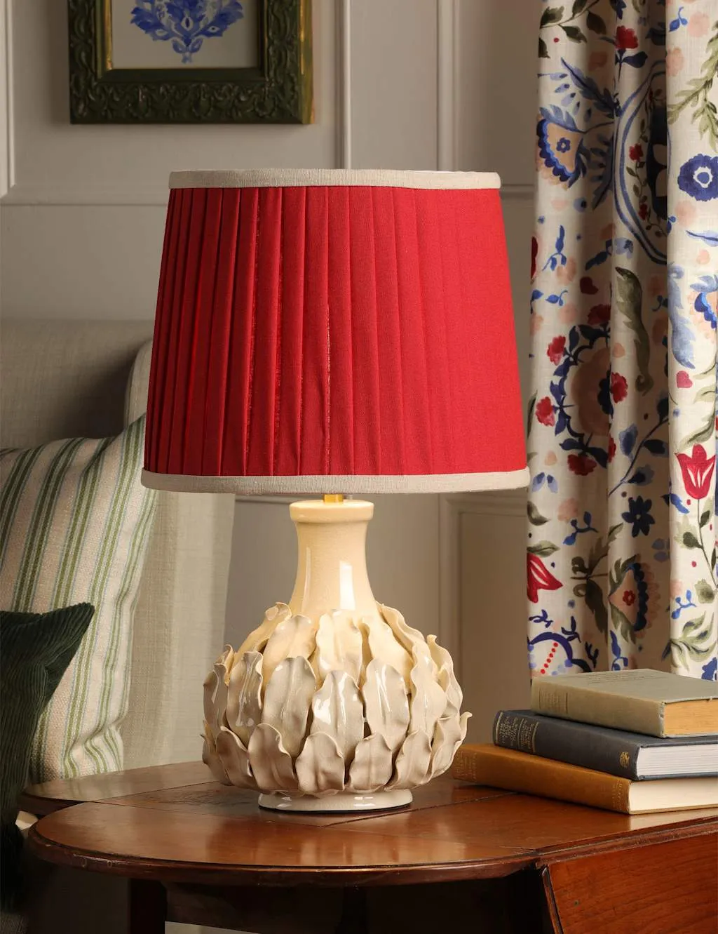 Joules Home Lighting Chatsworth Ceramic Table Lamp Red Mix
