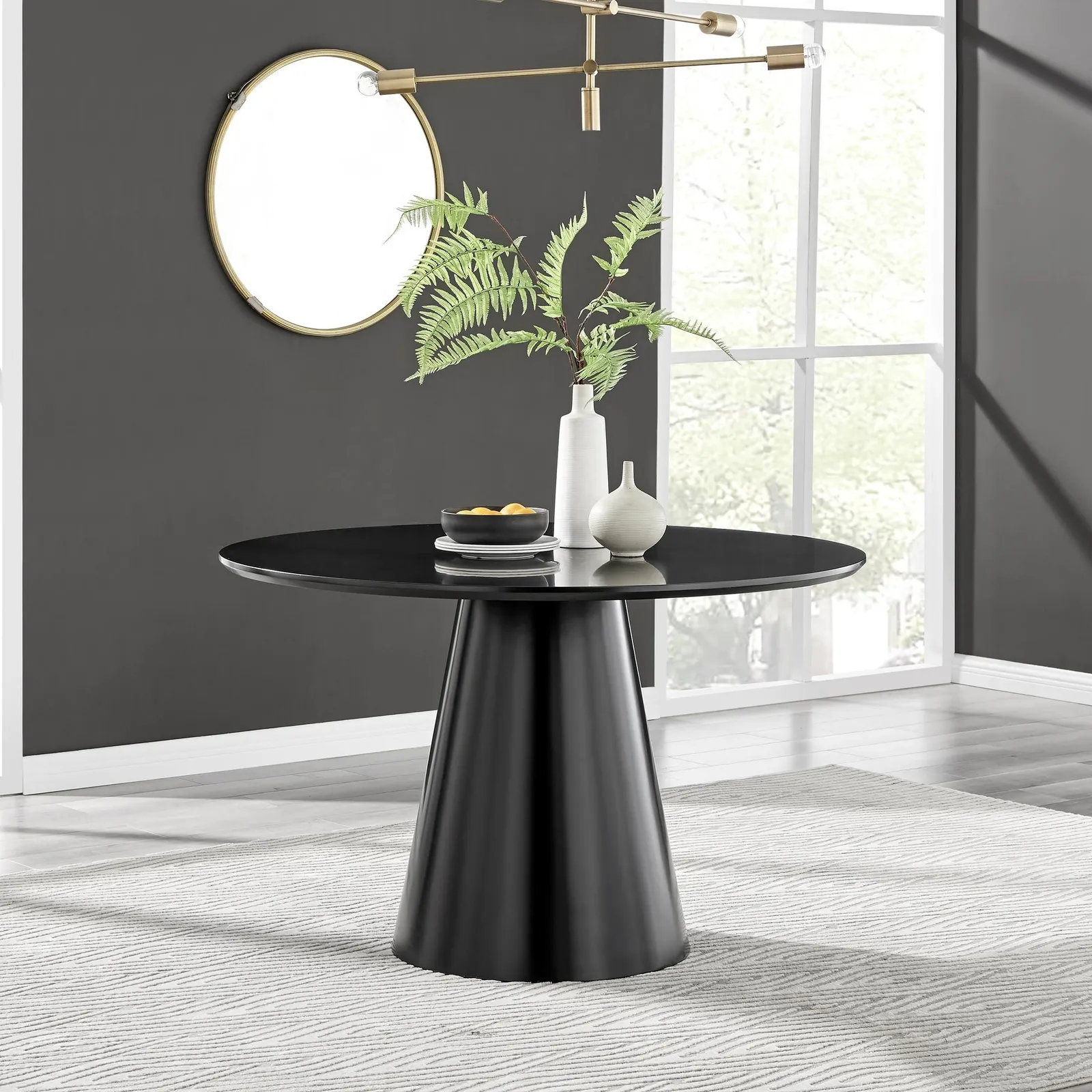 FurnitureboxUK Palma 120cm 6-Seater Round Pedestal Dining Table In Multiple Finishes in Black 1