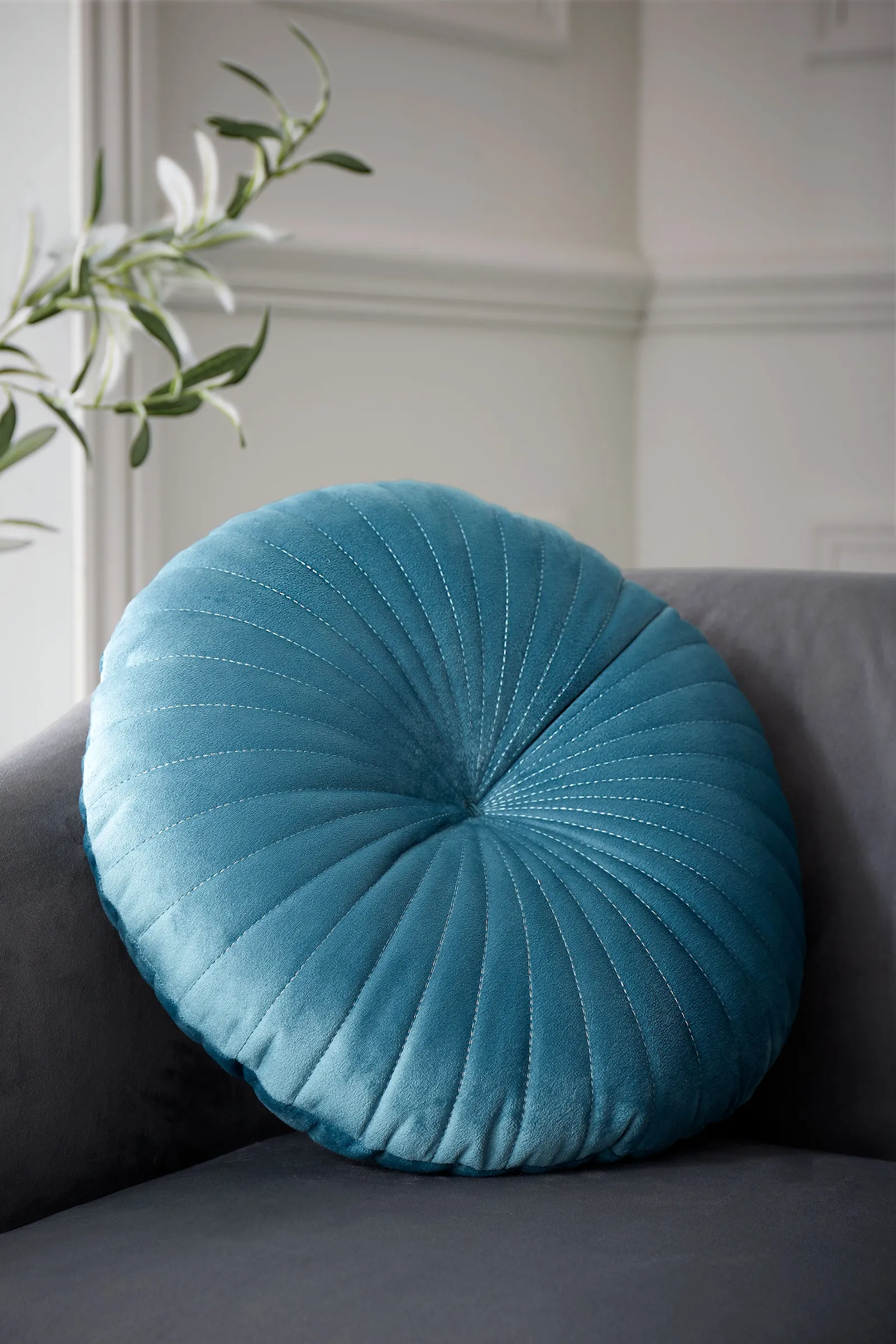 Catherine Lansfield 'Round' Cushion in Teal 1