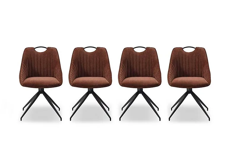 Petra Set of 4 Fabric Swivel Dining Chairs